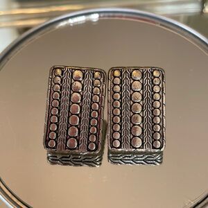 ‎Silver tone rectangle post earrings